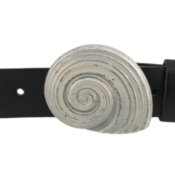 Design Gürtelschnalle Shell swirl silber creme von Umjubelt - am Gürtel